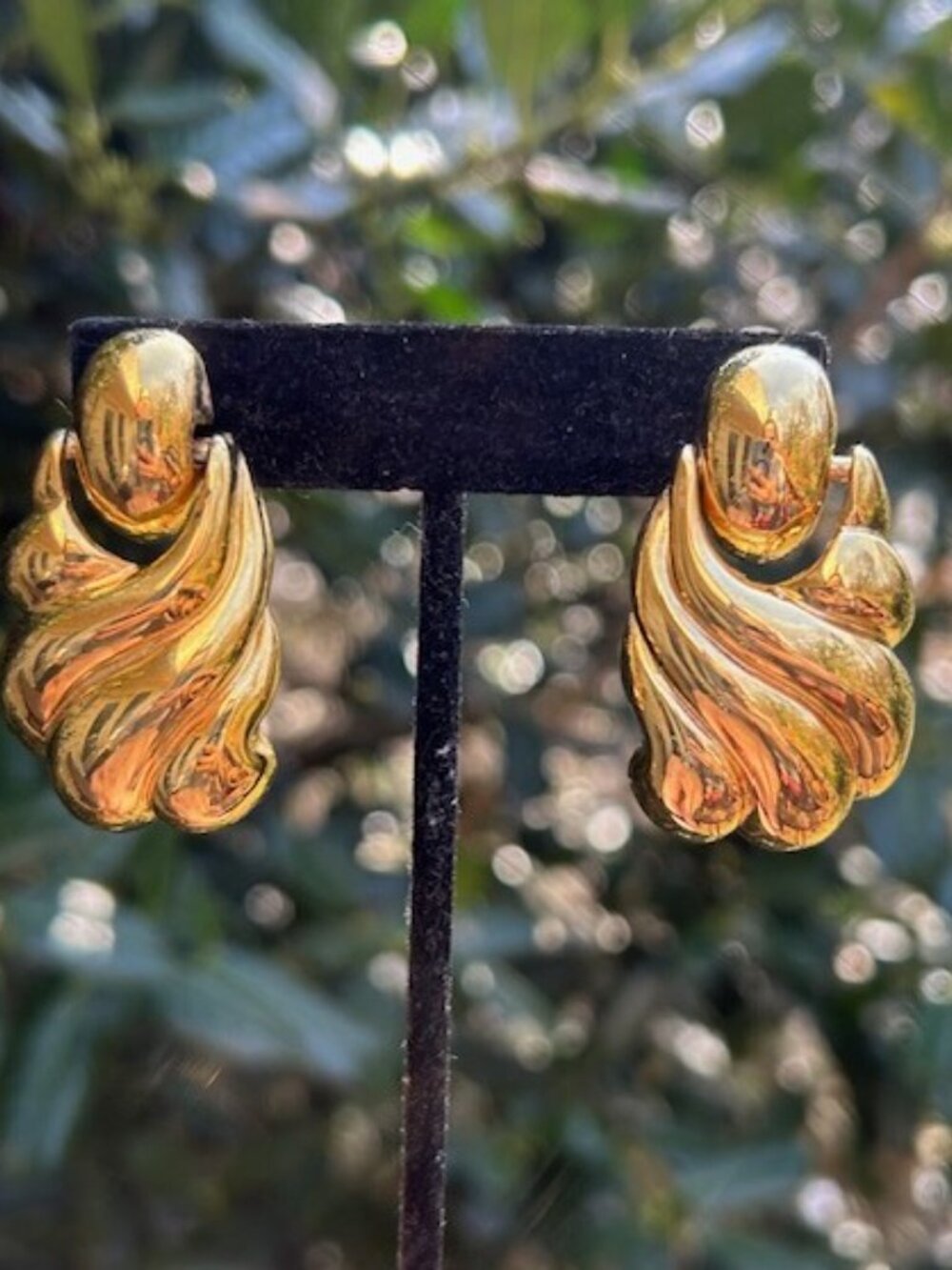 ANNE KLEIN Large Gold Door Knocker Statement EARRINGS - Picture 2 of 9
